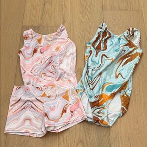 Gymnastics Kids One Piece Set - Pink and Brown Swirl